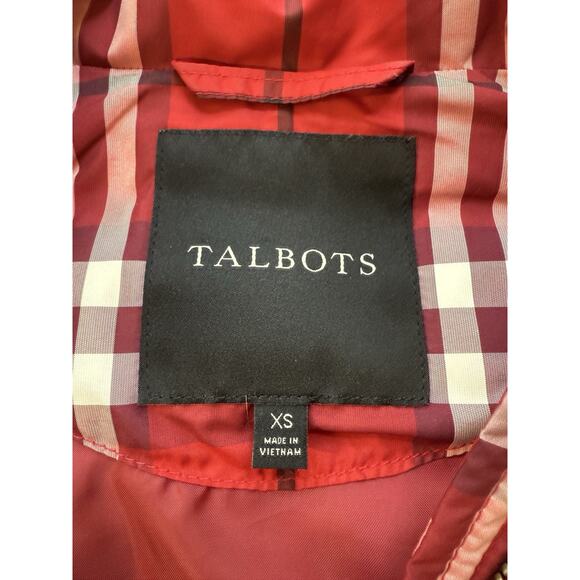 Talbots Duck Down Puffer Vest Jacket Women’s XS Quilted Gorpcore Red Plaid Zip - Picture 4 of 7